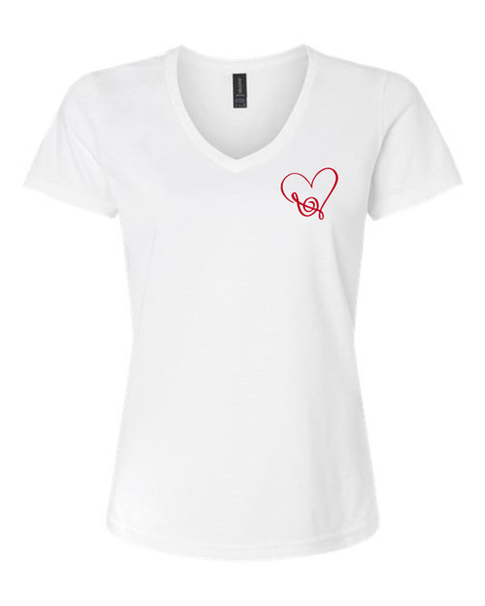 "Heart" Ladies V Neck Tee