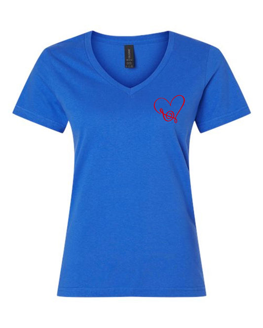 "Heart" Ladies V Neck Tee
